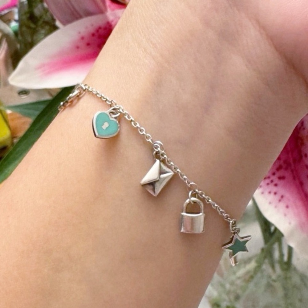 Authentic Tiffany & Co. RARE Mini Love Notes 925 Sterling Silver Charm Bracelet - Picture 2 of 12